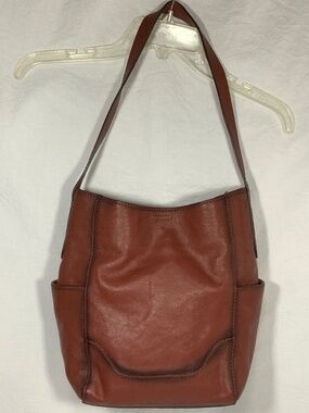 Frye Leather Side Pocket Cognac Hobo Tote - LIKE NEW